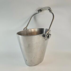 POTTERY BARN Heavy Cast Stainless Steel Oval Ice Bucket Planter Pot #1215245